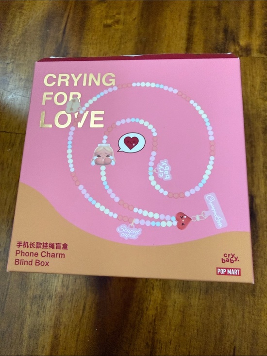POP MART Accessories - Crying Baby Pink Beaded Phone Charm Necklace